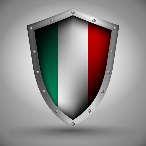 Shield with the Italian flag - Vector, Imagen