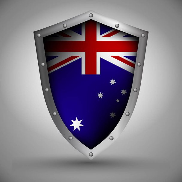 Shield with the Australiaflag - Vector, Image