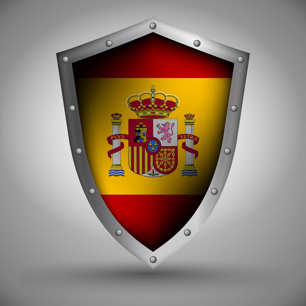 Shield with the Spain flag - Διάνυσμα, εικόνα