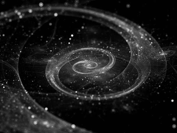 Spiraalvormig sterrenstelsel in deep space zwart-wit - Foto, afbeelding