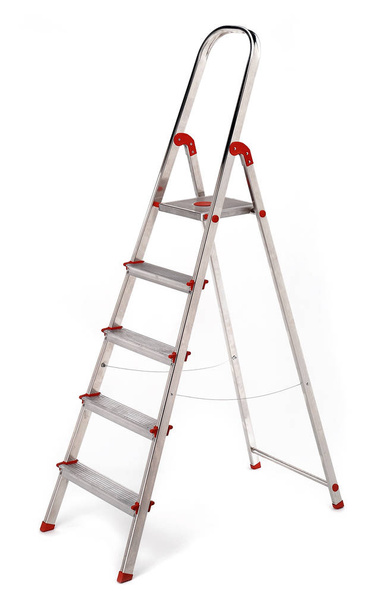 Aluminium ladder geïsoleerd - Foto, afbeelding