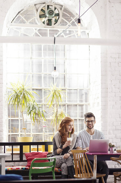 Freelancers working in industrial interior - Photo, Image