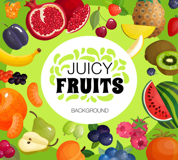 Cartel de fondo de marco de frutas frescas
  - Vector, Imagen