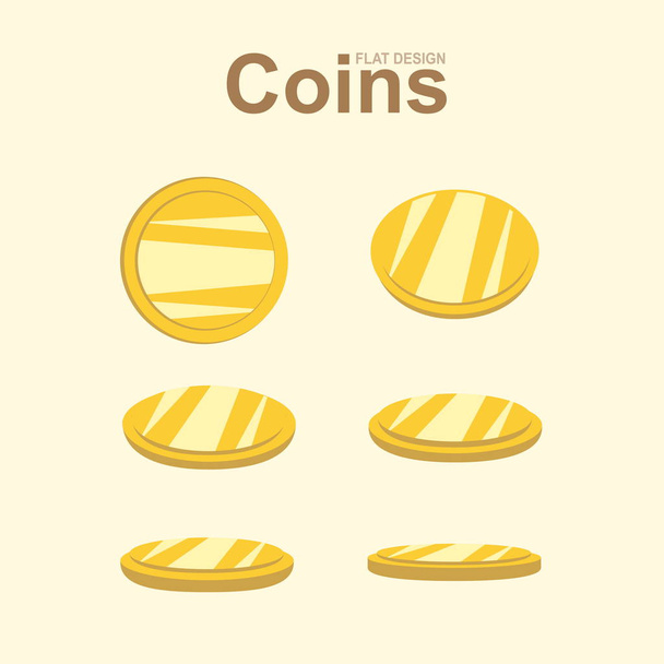 Zestaw złotych monet w innej pozycji, wektor złoto pieniądze - Wektor, obraz