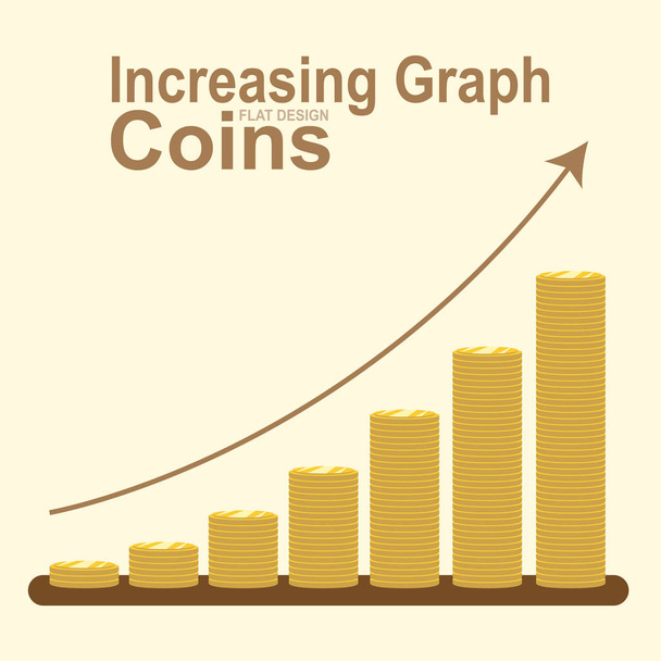Rostoucí graf zlaté mince zásobníku, obchodní koncepce vektoru - Vektor, obrázek