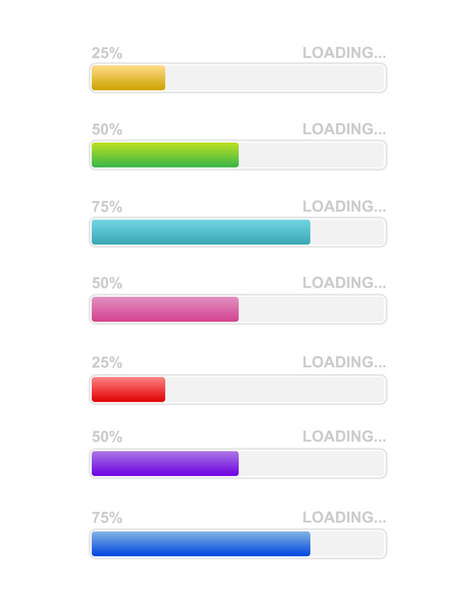 Loading bar icons. Percentage downloading, uploading, Vector - Vetor, Imagem