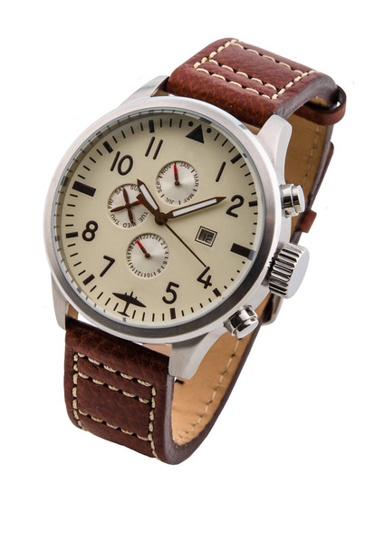 Reloj de pulsera de metal para hombre sin logotipos aislados en blanco
 - Foto, Imagen