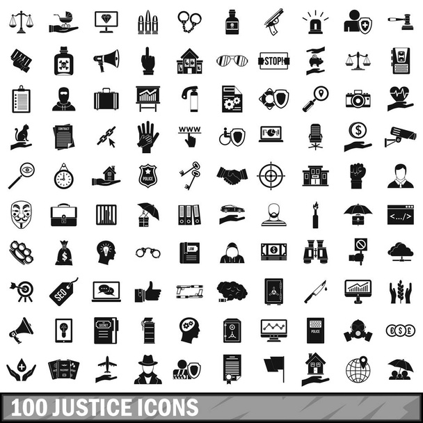 zestaw ikon 100 sprawiedliwości, prosty styl - Wektor, obraz