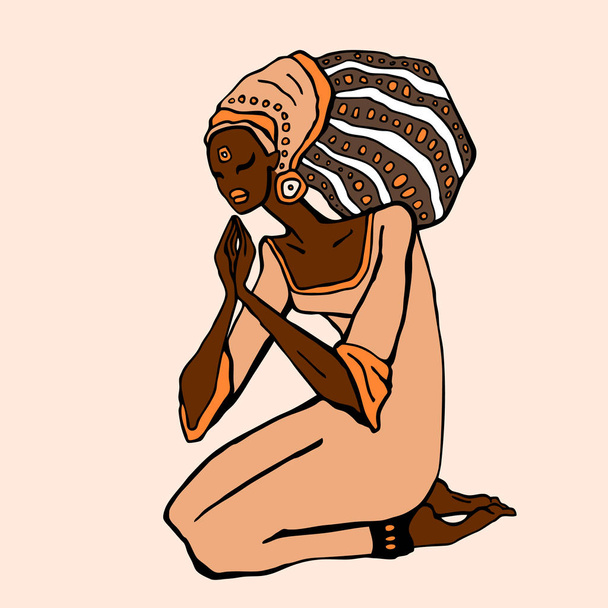 Αφρικανική γυναίκα σε έθνικ στυλ - Διάνυσμα, εικόνα