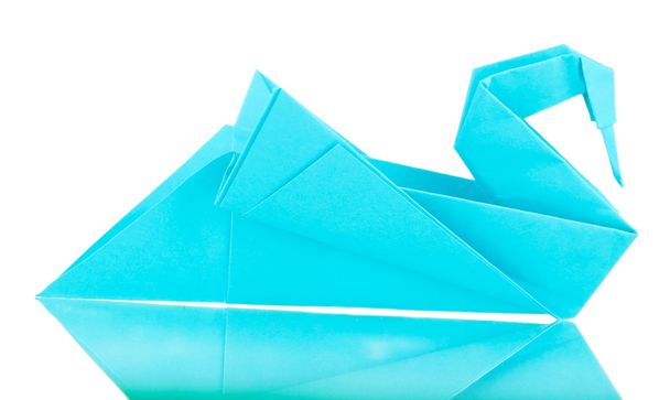 Cisne de origami aislado en blanco
 - Foto, Imagen