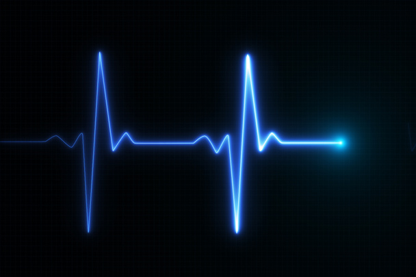 Μπλε λάμψη νέον καρδιά παλμό γραφική απεικόνιση - Φωτογραφία, εικόνα