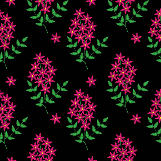 刺繍ステッチ模倣小さなピンクの花を持つ - ベクター画像