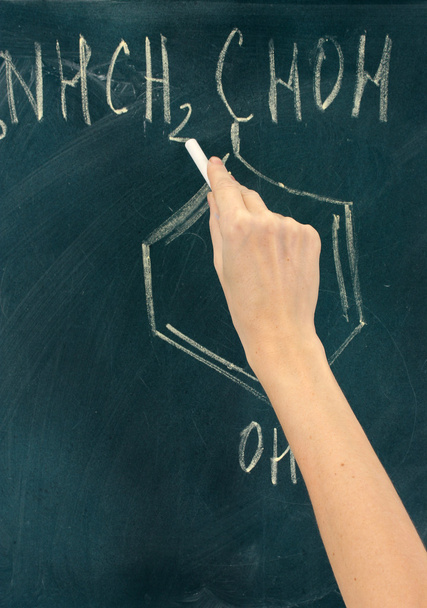 Chemical structure formula written on blackboard with chalk. - Foto, immagini