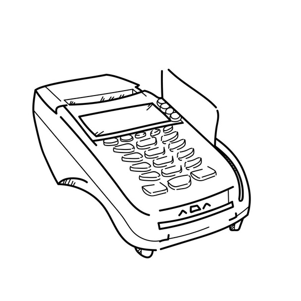 Máquina de cartão de crédito desenho à mão livre ilustração em backg branco
 - Foto, Imagem