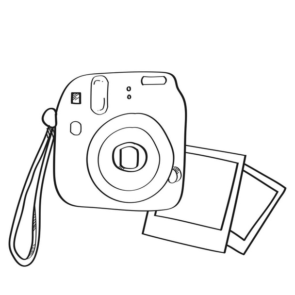 Camera with photos illustration on a white background - Photo, Image
