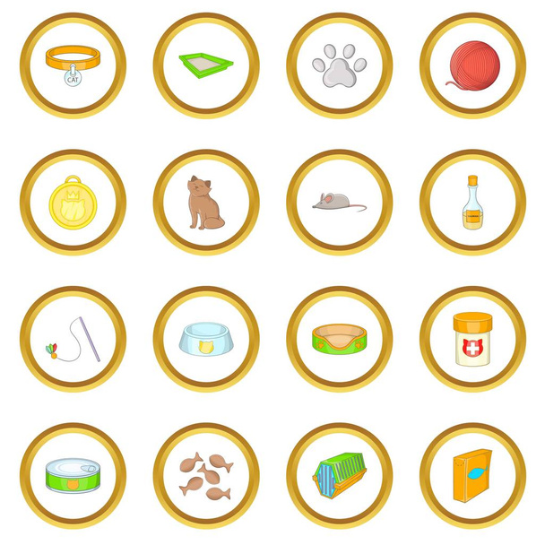 Cats accessories icons circle - Vector, Image