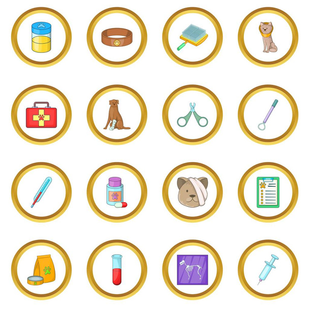 Veterinary clinic icons circle - Vector, afbeelding