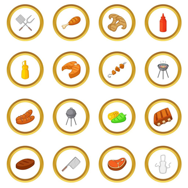 BBQ icons circle - Vettoriali, immagini