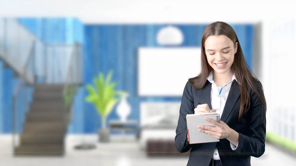 Young Business woman over interior background - Photo, Image