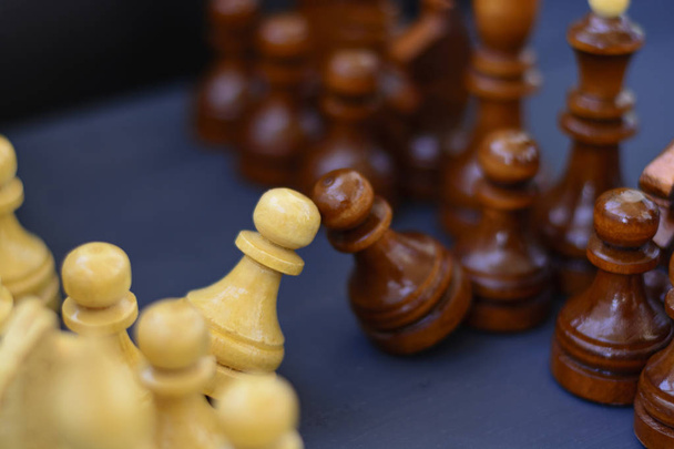 Concept of leadership, success, motivation. Chess pieces on the Board. - Photo, Image