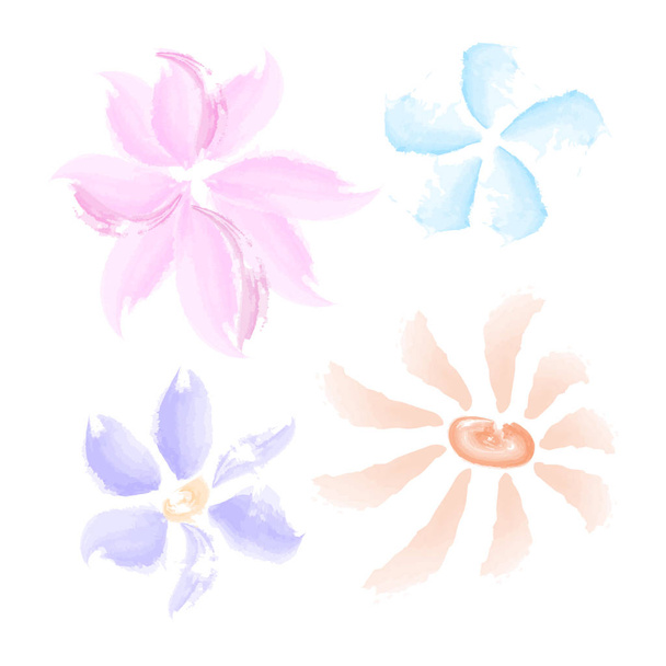 Aquarel bloemen set - Vector, afbeelding