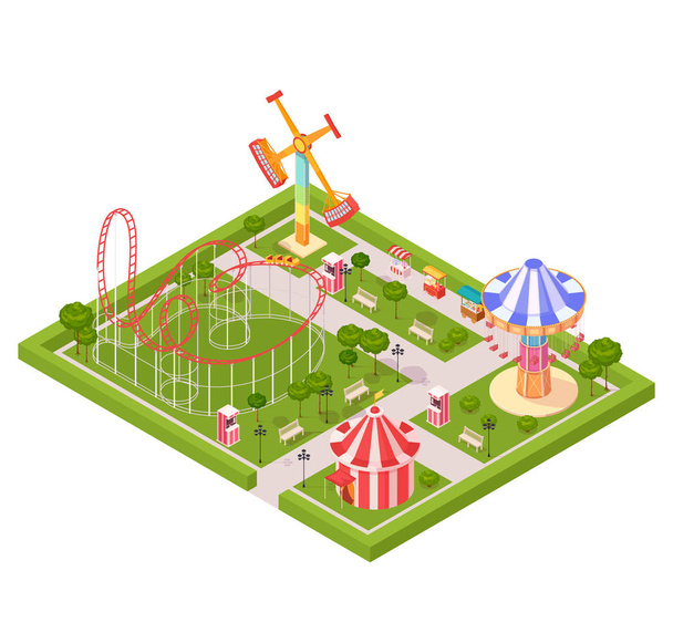 Amusement Park Design Composition - Vector, Image