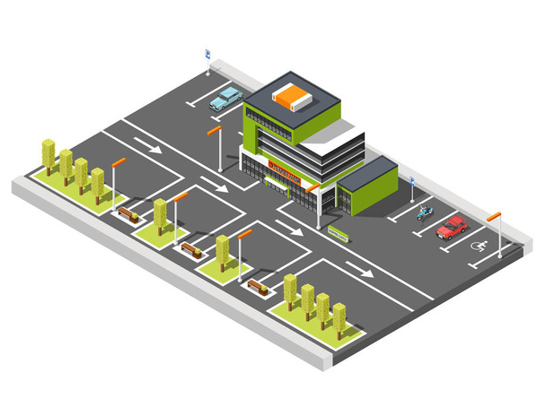 Shopping Center Parking Composition - Vector, Image