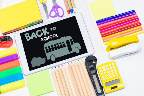 tablet and school supplies - Photo, Image
