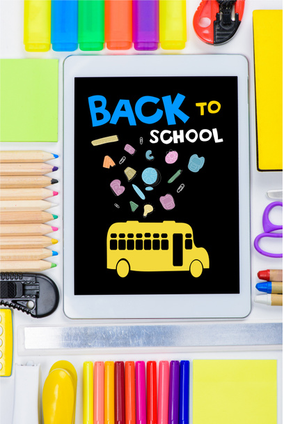 tablet and school supplies - Φωτογραφία, εικόνα
