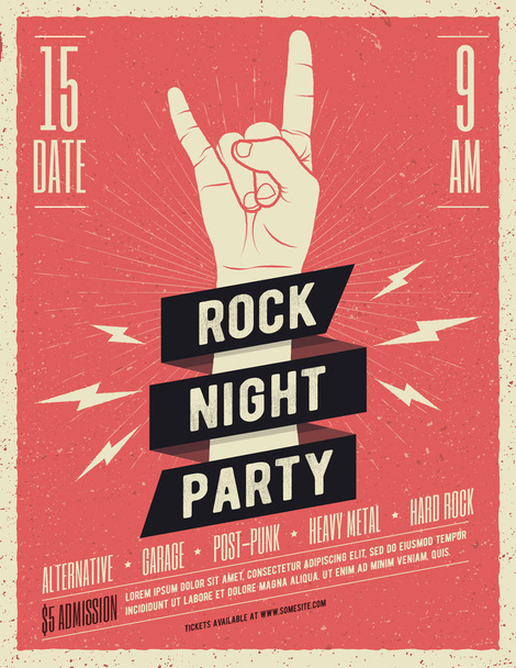 Rock music festival flyer. Vector illustration. - Διάνυσμα, εικόνα