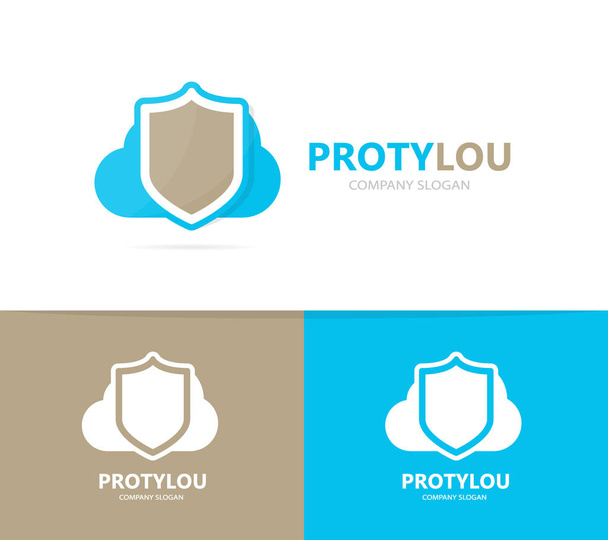 shield and cloud logo combination. Security and storage logotype design template. - Photo, Image