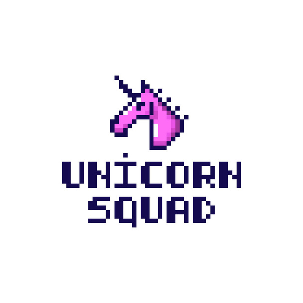 La scritta "Unicorn Squad" nello stile a otto bit
. - Vettoriali, immagini