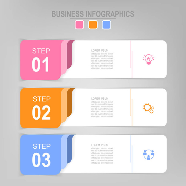 Infographic lépés, lapos design üzleti ikon-vektoros - Vektor, kép