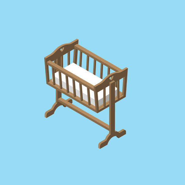 Изометрическая детская кроватка. Новорожденная векторная иллюстрация
. - Вектор,изображение