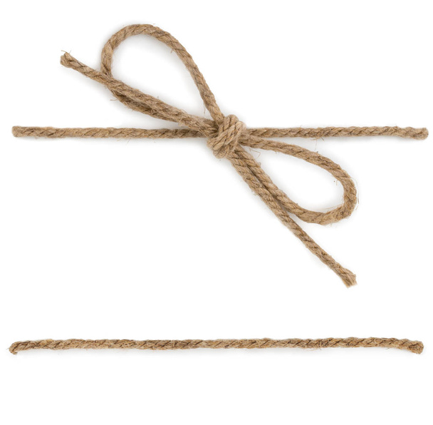 Rope with knot, bow knot, isolated on white background. - 写真・画像