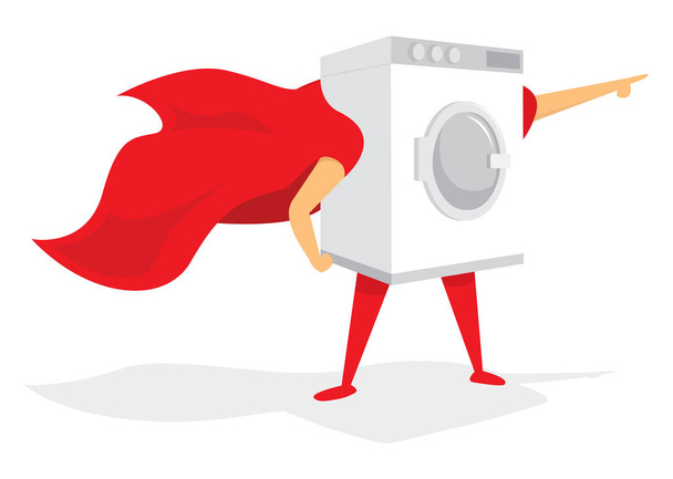 Super hero washing machine with cape - Vetor, Imagem