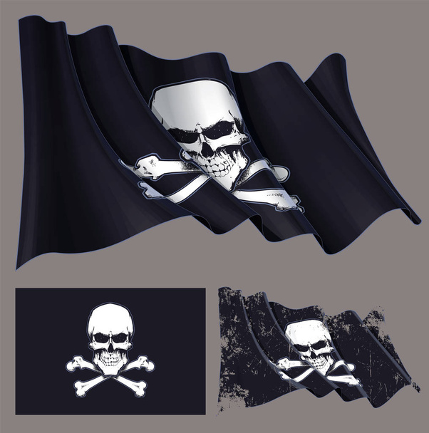 海賊を振って頭蓋骨と骨をフラグ - ベクター画像