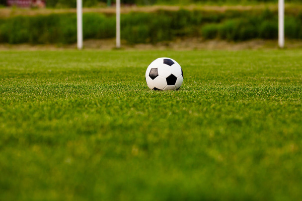 Soccer ball on the grass before the game - Fotó, kép