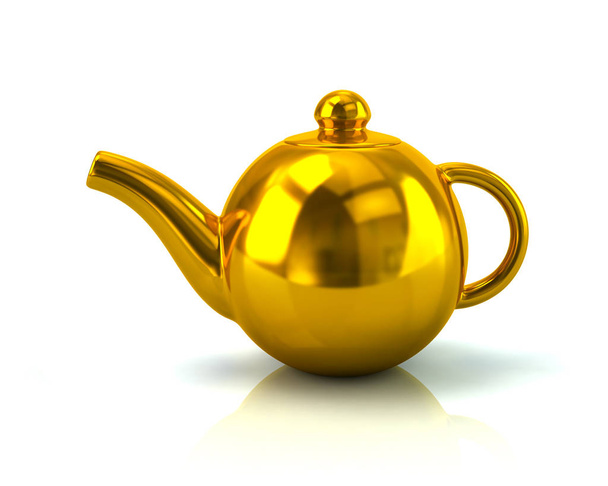 Golden teapot 3d  - Foto, afbeelding
