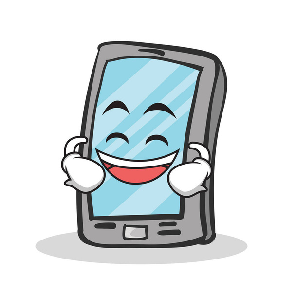 Laughing face smartphone cartoon character - Вектор, зображення