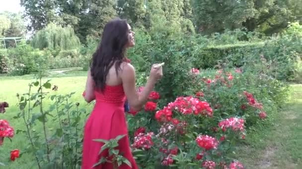 A nő gondoskodik a virágokról.. - Felvétel, videó