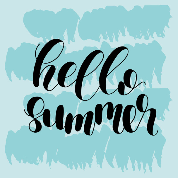 Hello summer. Lettering illustration. - Vetor, Imagem