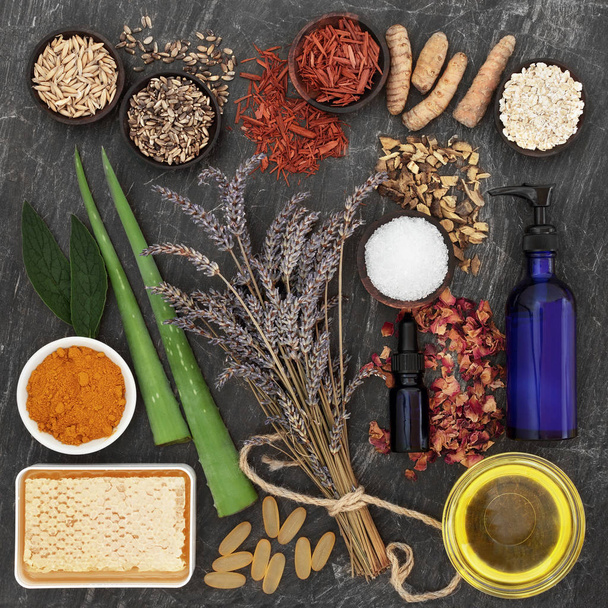Herbs and Ingredients for Skin Disorders - Photo, Image