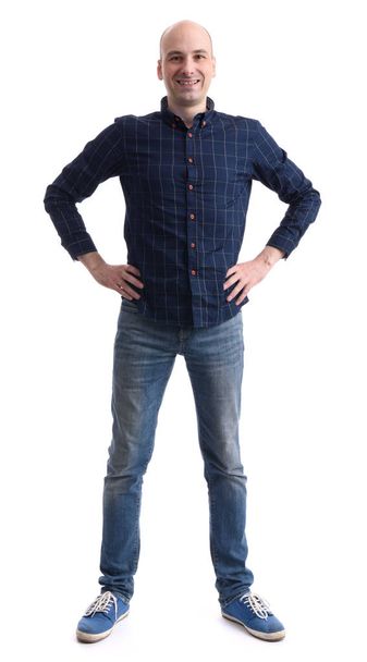 Full length portrait of a casual bald man - Foto, afbeelding
