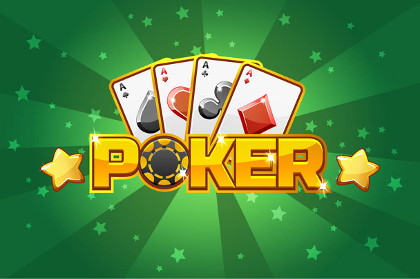 logo text POKER and Playing cards, For Ui Game element - Wektor, obraz