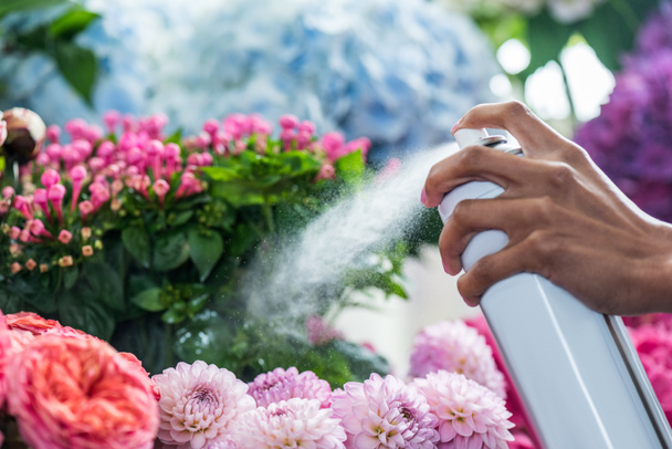 florist spraying flowers - Photo, Image