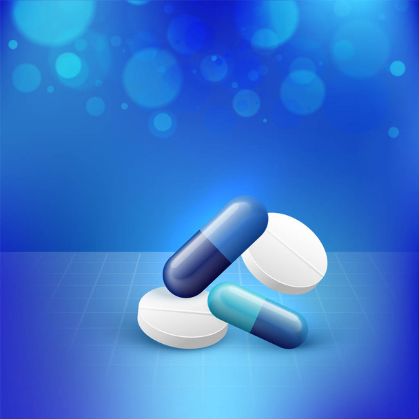 Medical background with capsule and tablet pills. - Wektor, obraz