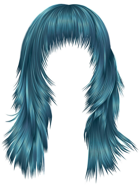  trendy woman long hairs blue colors .   beauty fashion style.realistic 3d. - Vector, Image