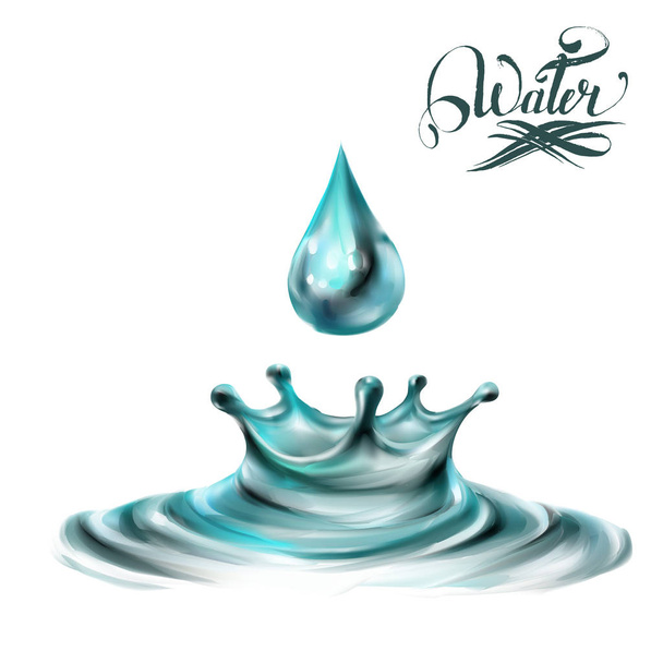 blue water splashing drops; isolated vector - Vector, Image
