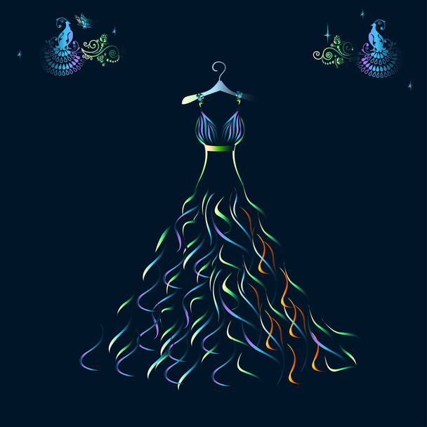 Hermosa silueta brillante vestido de noche
 - Vector, Imagen
